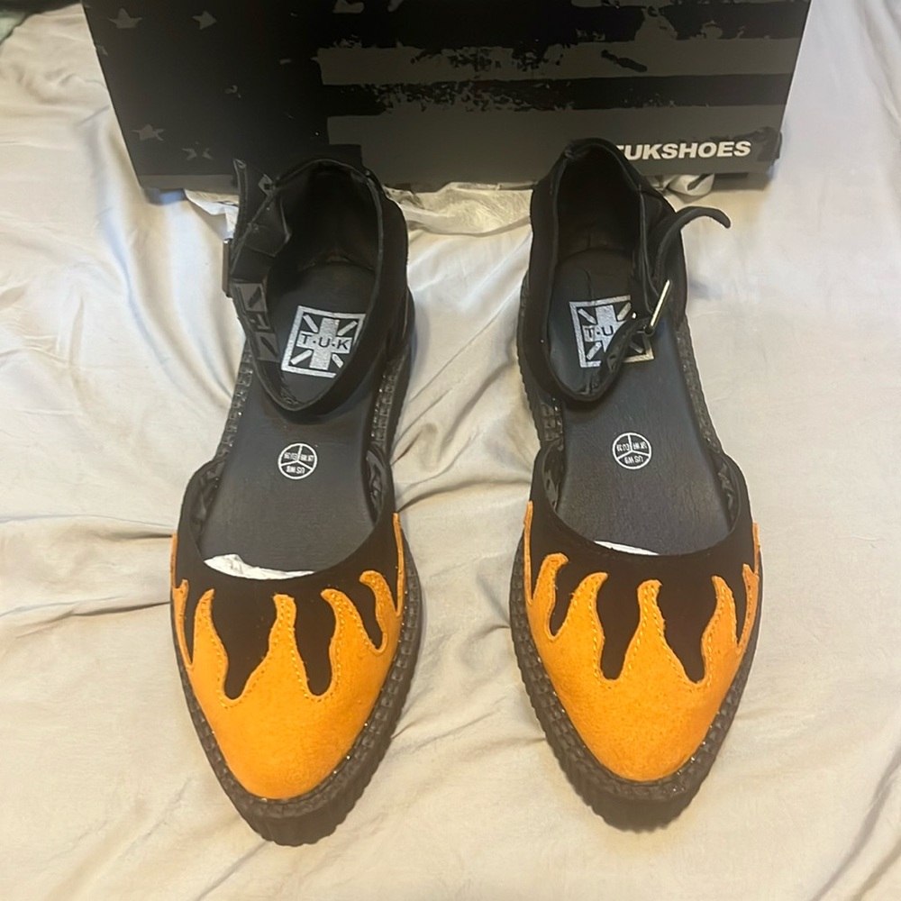 T.U.K suede flame Mary Jane’s. Size 8.